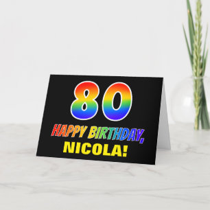 80th Birthday: Bold, Fun, Simple, Rainbow 80 Card