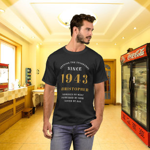 80th Birthday Born 1943 Black Add Your Name Love T-Shirt