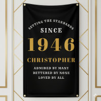 80th Birthday Born 1946 Add Name Black Gold