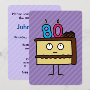 80th Birthday Cake with Candles Invitation