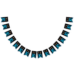 80th birthday candles with eyeballs bunting flags