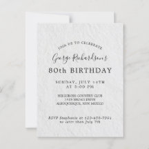 80th Birthday Card Invitation