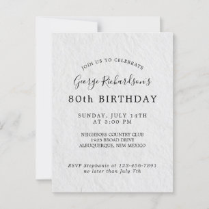 80th Birthday Card Invitation