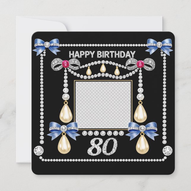 80th Birthday Card Tudor Royality Inspired Diamond (Front)