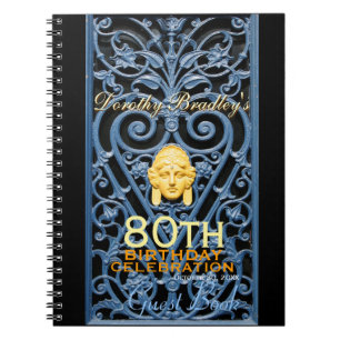 80th Birthday Celebration Art Deco Custom Guest B Notebook