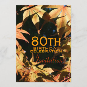 80th Birthday Celebration Autumn Custom Invitation