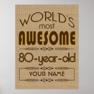 80th Birthday Celebration World Best Fabulous Poster