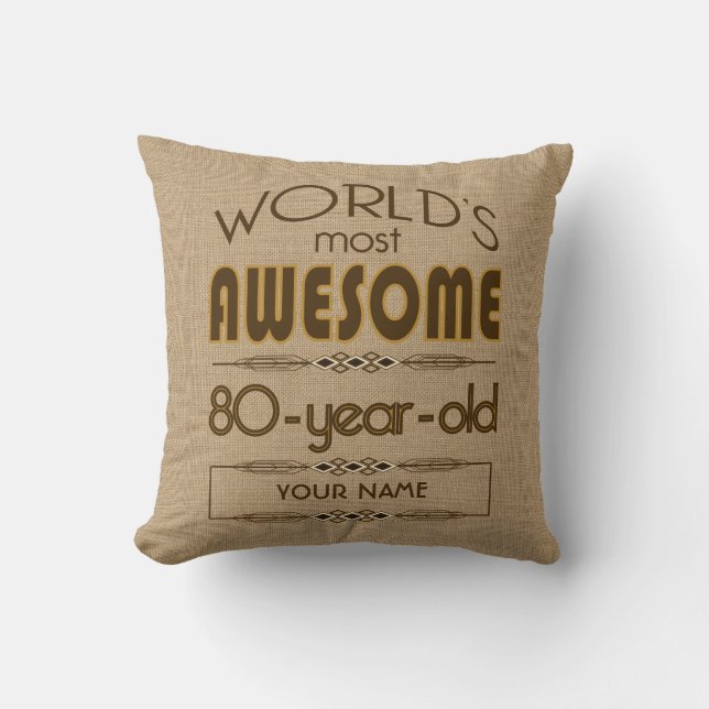 80th Birthday Celebration World Best Fabulous Throw Pillow (Front)
