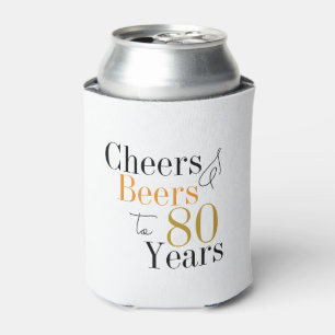 80th Birthday Cheers and Beers Minimal Party Can Cooler