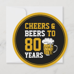 80th Birthday Cheers and Beers to 80 Years Modern Invitation