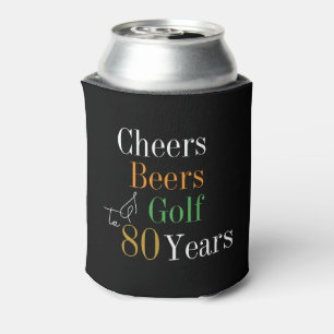80th Birthday Cheers Beers Golf Black Gold Party Can Cooler