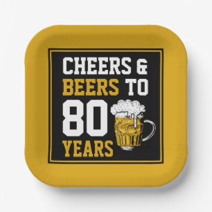 80th Birthday Cheers & Beers to 80 Years  Paper Plate