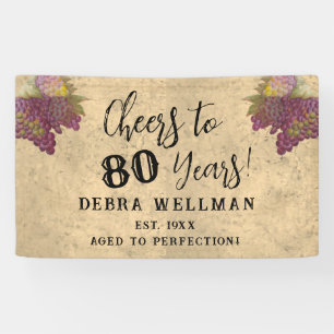 80th Birthday Cheers to 80 Years Vintage Birthday Banner