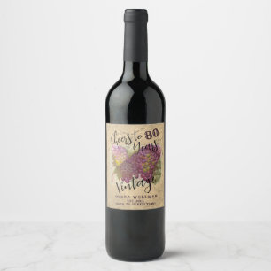 80th Birthday Cheers to 80 Years Vintage Custom Wine Label
