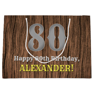 80th Birthday: Country Western Inspired Look, Name Large Gift Bag