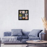 80th birthday custom photo collage family black square wall clock<br><div class="desc">A wall clock as a gift for a 80th birthday for a guy,  celebrating his life with a collage of 8 of your own photos.  Personalize and add age 80,  and a date.  Date of birth or the date of the anniversary.  White colored letters.  Black background.</div>