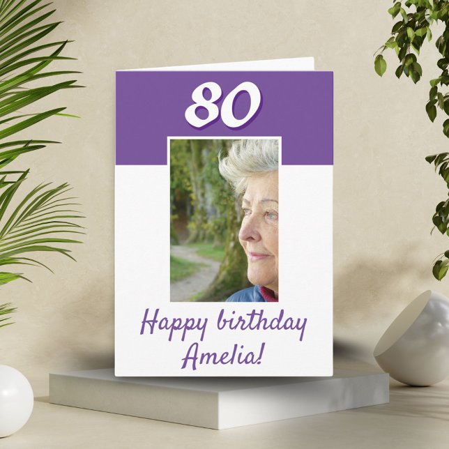 80th Birthday Custom Photo Happy Birthday  Card (Creator Uploaded)