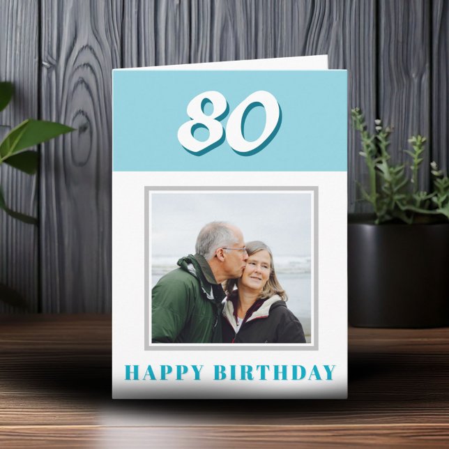 80th Birthday Custom Photo Personalized Card (Creator Uploaded)