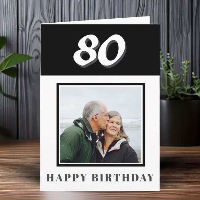 80th Birthday Custom Photo Personalized Card (Creator Uploaded)