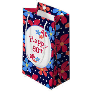 80th Birthday Daisies On Polka Dots Small Gift Bag