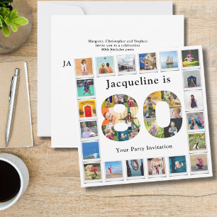 80th Birthday Design Your own Photo Collage Invitation