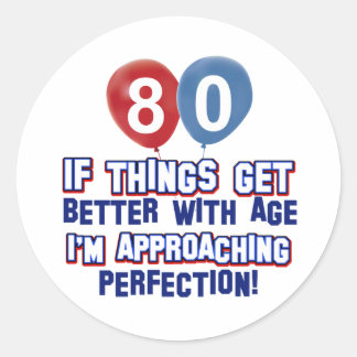 80th birthday designs classic round sticker