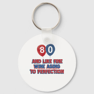 80th birthday designs keychain