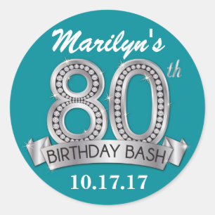 80th Birthday Diamond Stickers