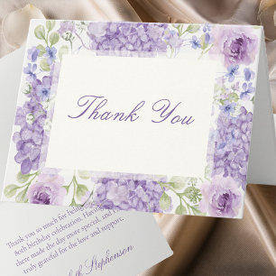 80th Birthday Elegant Purple Floral Thank You Note Card