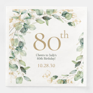 80th Birthday Eucalyptus Paper Napkin
