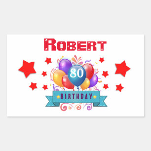 80th Birthday Festive Colourful Balloons C01HZ Sticker