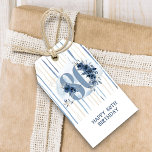 80th Birthday Floral Number 80 To and From Gift Tags<br><div class="desc">80th birthday gift tags with fully editable wording and blank "to and from" sections on the back. Design features number 80 decorated with rose buds, flower blooms and foliage in shades of coastal blue and sand. Subtle feminine and elegant design with watercolor floral arrangements, paint splatters and brush strokes. Perfect...</div>