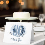 80th Birthday Floral Number Coastal Blue Thank You Card<br><div class="desc">80th birthday party thank you card with fully editable wording inside to personalize as you wish. Design features number 80 decorated with rose buds, flower blooms and foliage in shades of coastal blue and sand. Subtle feminine and elegant design with watercolor floral arrangements, paint splatters and brush strokes. Perfect for...</div>