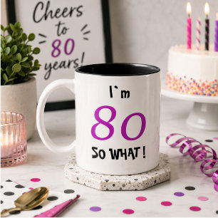 80th Birthday Funny Gift for Her Two-Tone Coffee Mug
