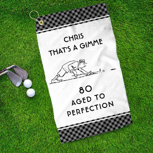 80th Birthday Funny Golfer Personalized Name Plaid Golf Towel
