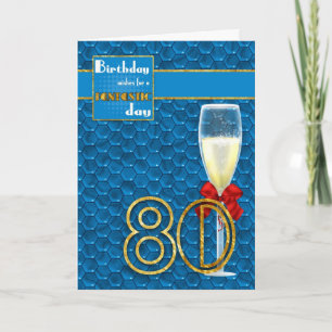 80th Birthday - Geometric Birthday Card Champagne