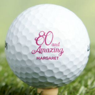 80th Birthday Gift for Aunt Pink Elegant Custom Golf Balls