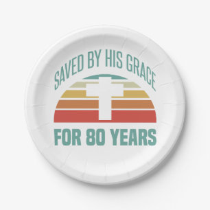 80th Birthday Gift For Christians Paper Plate