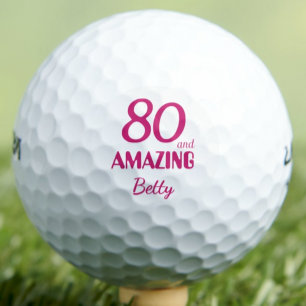 80th Birthday Gift for Friend Pink Amazing Golfer Golf Balls