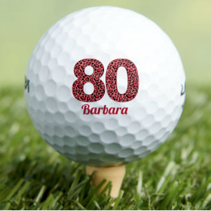 80th Birthday Gift for Her Red Leopard Custom Golf Balls