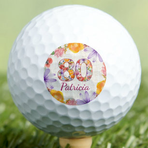80th Birthday Gift for Mom Elegant Floral Custom Golf Balls