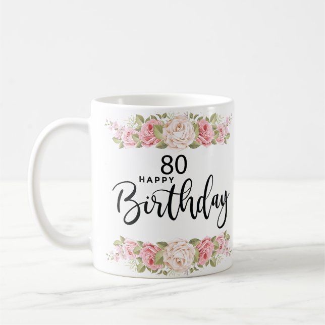 80th Birthday Gifts For Women Coffee Mug (Left)