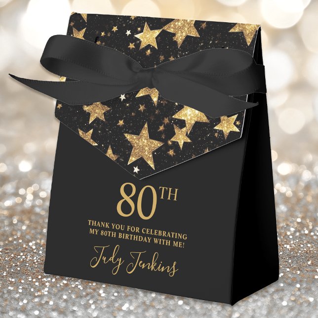 80th Birthday Gold Stars Thank You  Favor Box (Creator Uploaded)