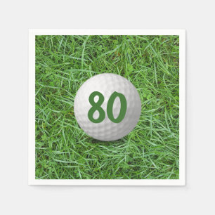 80th Birthday Golf Ball on Grass  Napkins