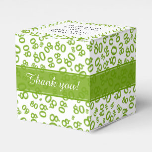 80th Birthday Green/White Number Pattern Favor Box