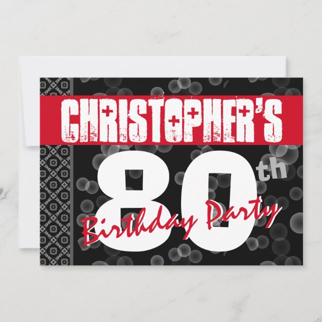 80th Birthday Grunge Text For Him A01 Invitation (Front)