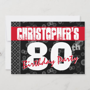 80th Birthday Grunge Text For Him A01 Invitation