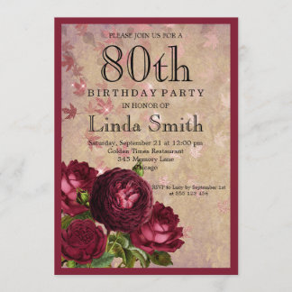 80th birthday invitation