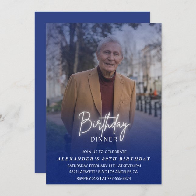 80th birthday invitation Birthday Dinner Photo Men (Front/Back)