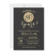 80th Birthday Invitation Black and Gold Glitter